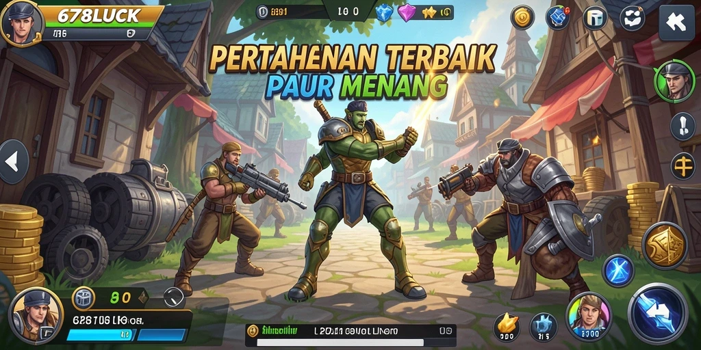 Tangkapan layar utama dari gameplay 678LUCK menunjukkan pertahanan yang strategis.