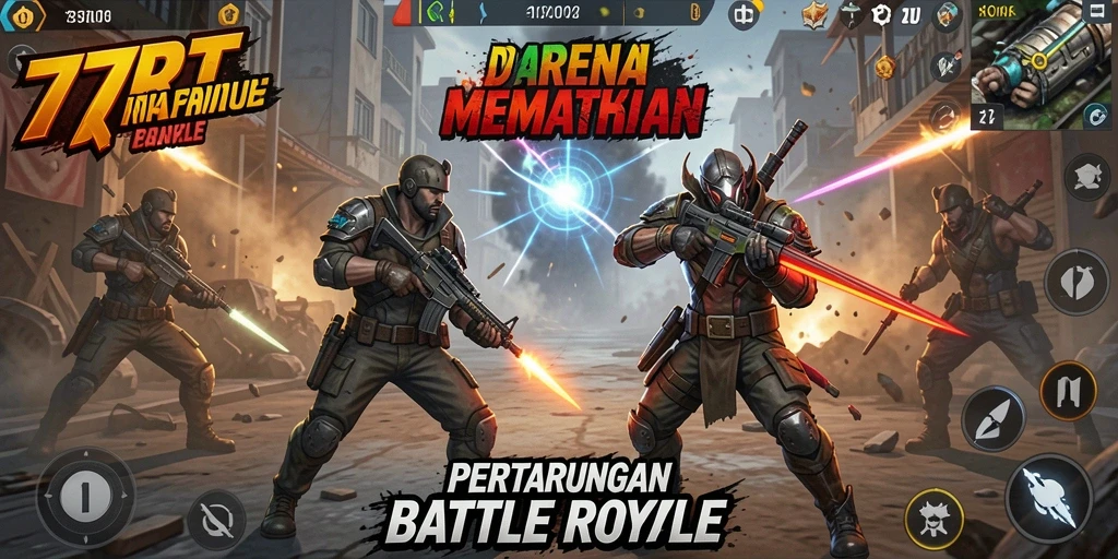 Gameplay Battle Royale yang seru dan menegangkan di 77RT.