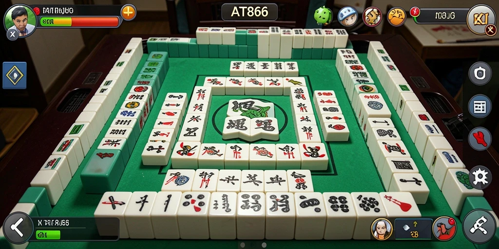 Tampilan gameplay seru dari AT866 yang menampilkan keseruan permainan Mahjong.