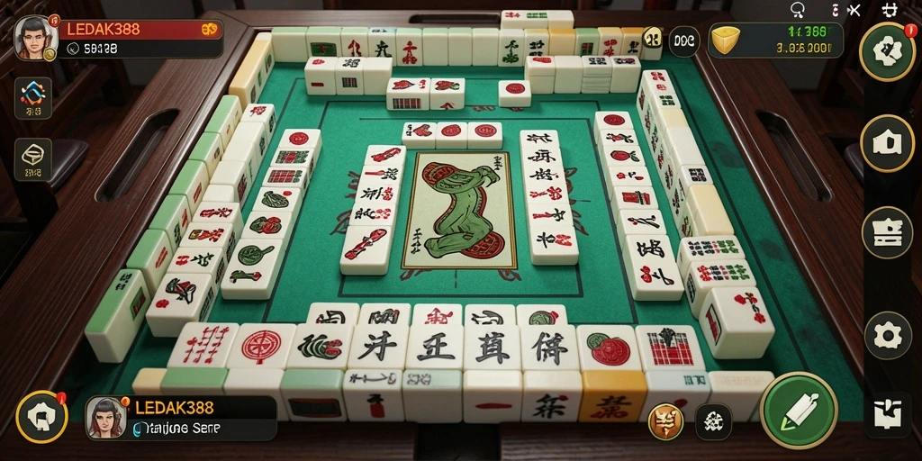Tampilan gameplay seru dari LEDAK388 yang menonjolkan Mahjong.