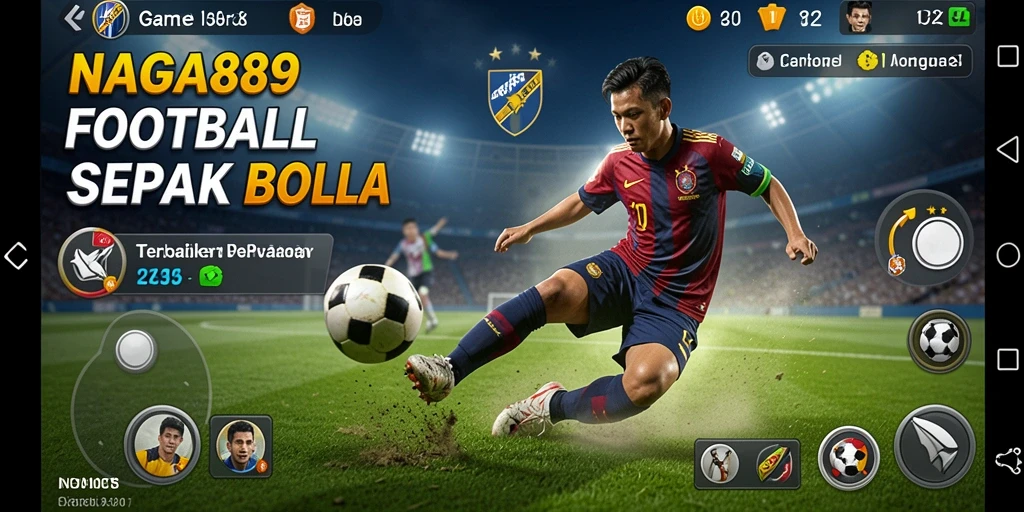 Tampilan gameplay NAGA889 dengan aksi sepak bola yang mendebarkan.