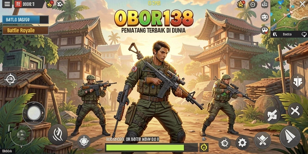Tampilan gameplay battle royale yang intens dan menarik di OBOR138.