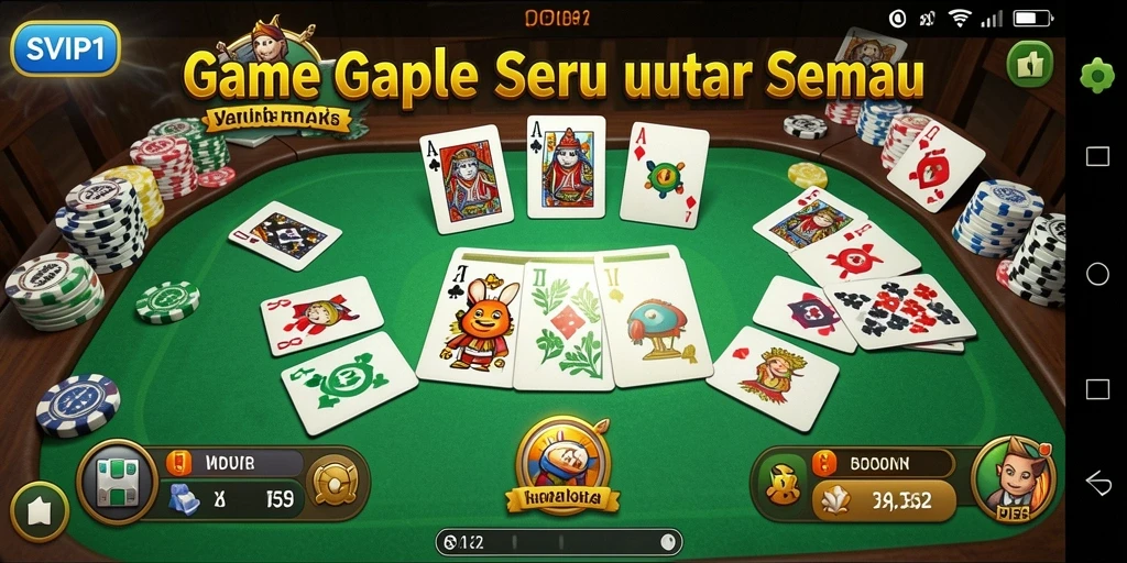 Screenshot gameplay SVIP1 yang menunjukkan serunya bermain Gaple.